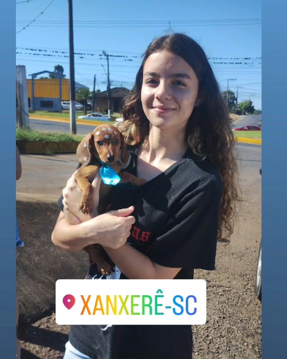 Família recebendo filhote do Canil Casa dos Cães